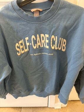 H&M Self-Care Club Blue Crewneck Sweatshirt